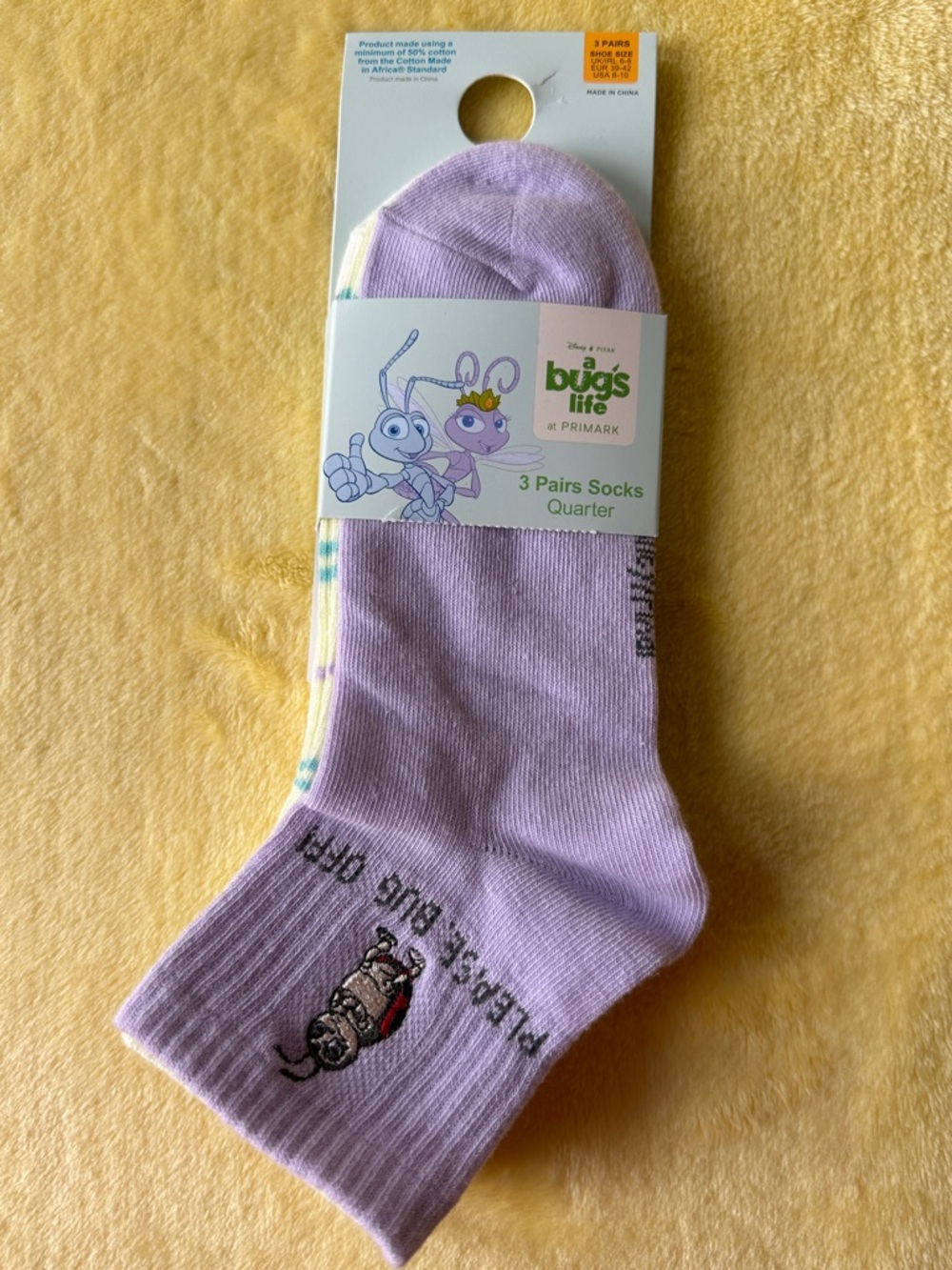 NWT Disney A Bug's Life Design 3 pairs woman socks size USA 8-10